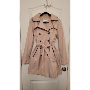 GUESS Double Breasted Waterproof Hooded Trench Coat, Khaki, Medium
